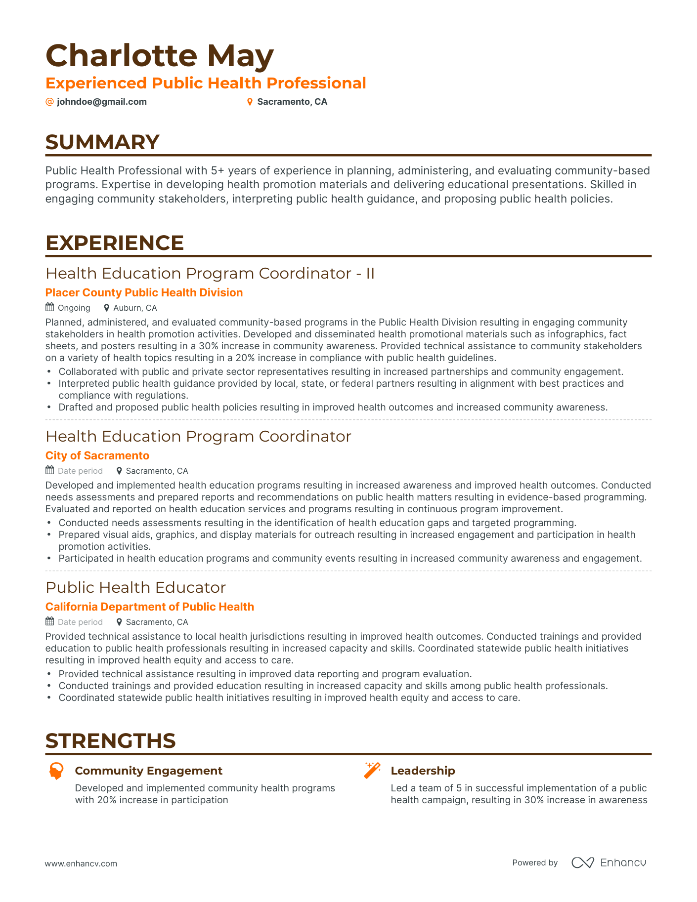 Public Health Resume Examples Guide For